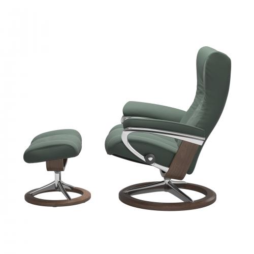 Stressless Wing (L) Signature Base Recliner with Ottoman