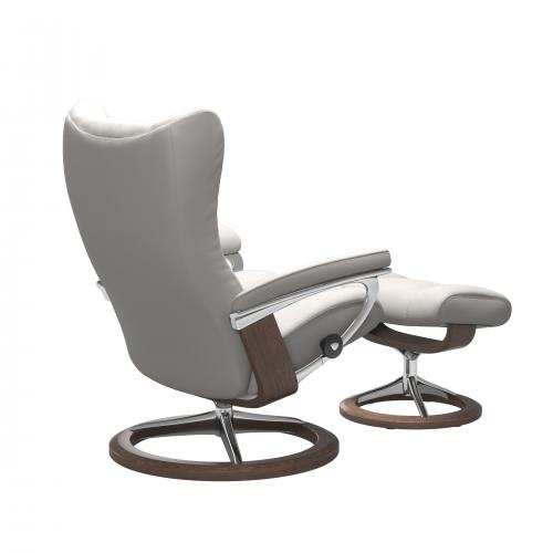 Stressless Wing (L) Signature Base Recliner with Ottoman