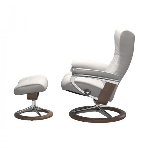 Stressless Wing (L) Signature Base Recliner with Ottoman