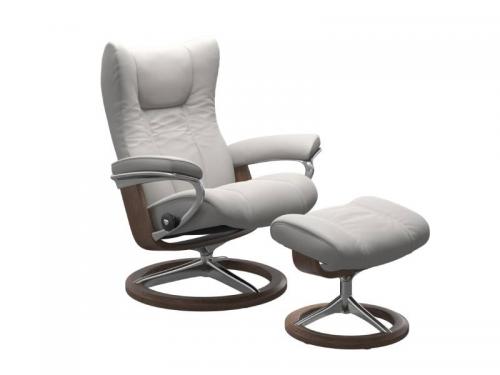 Stressless Wing (L) Signature Base Recliner with Ottoman