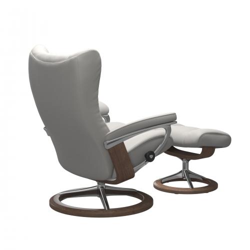 Stressless Wing (L) Signature Base Recliner with Ottoman