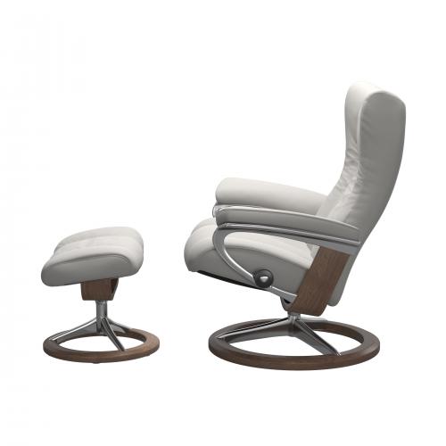 Stressless Wing (L) Signature Base Recliner with Ottoman