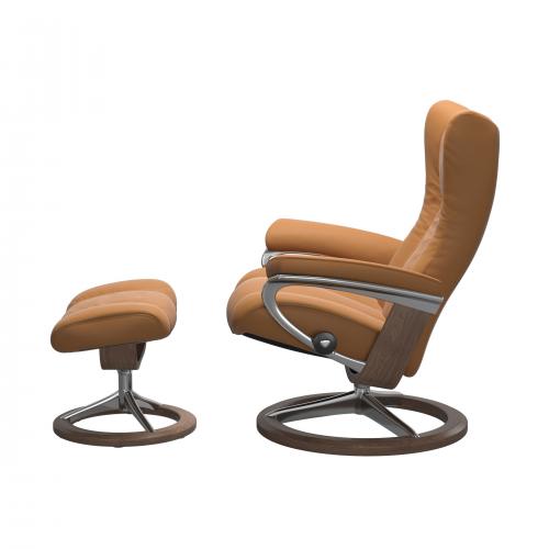 Stressless Wing (L) Signature Base Recliner with Ottoman