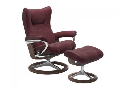 Stressless Wing (L) Signature Base Recliner with Ottoman
