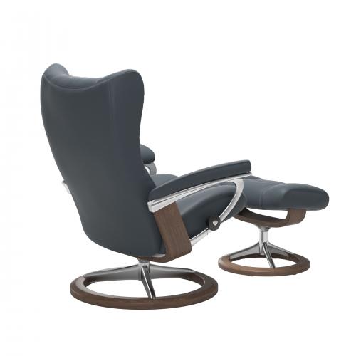 Stressless Wing (L) Signature Base Recliner with Ottoman