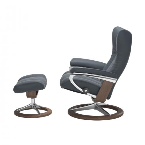 Stressless Wing (L) Signature Base Recliner with Ottoman