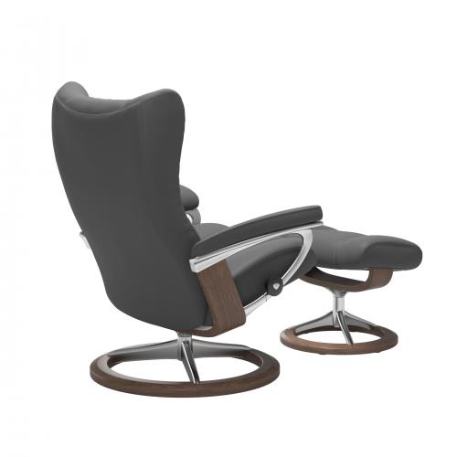 Stressless Wing (L) Signature Base Recliner with Ottoman