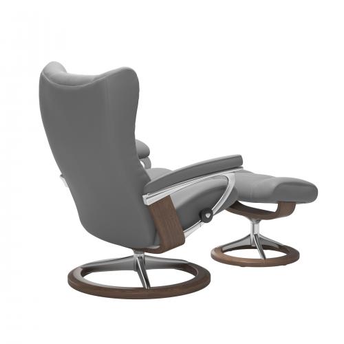 Stressless Wing (L) Signature Base Recliner with Ottoman