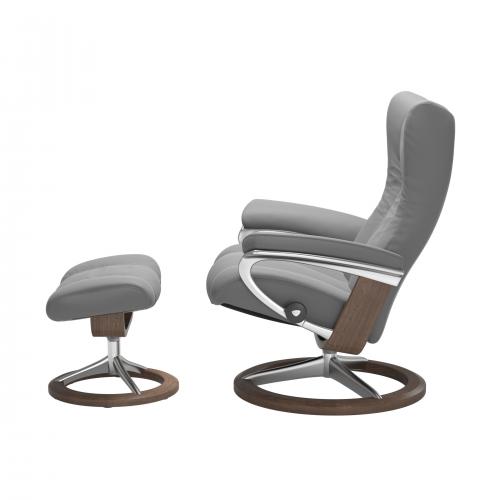 Stressless Wing (L) Signature Base Recliner with Ottoman