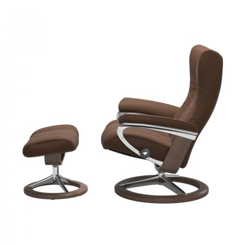 Stressless Wing (L) Signature Base Recliner with Ottoman
