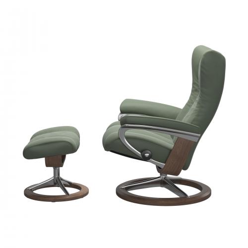 Stressless Wing (L) Signature Base Recliner with Ottoman