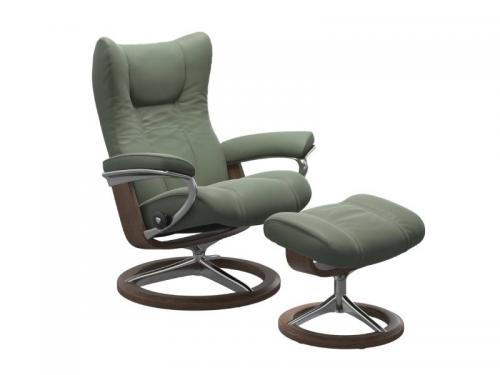 Stressless Wing (L) Signature Base Recliner with Ottoman