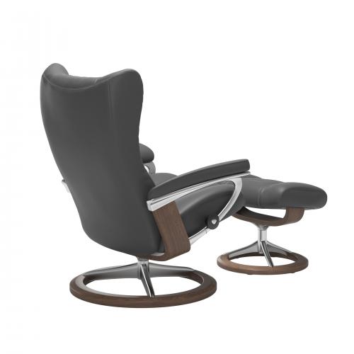 Stressless Wing (L) Signature Base Recliner with Ottoman