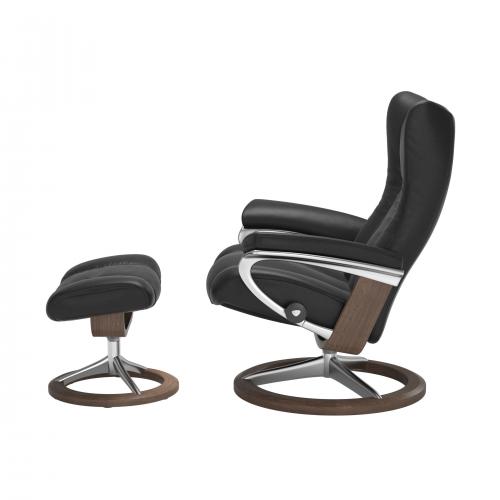 Stressless Wing (L) Signature Base Recliner with Ottoman