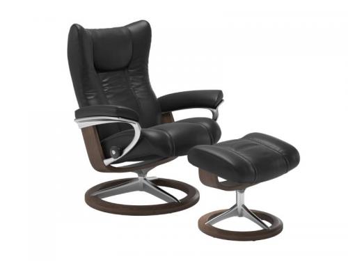 Stressless Wing (L) Signature Base Recliner with Ottoman