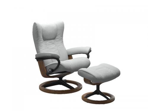 Stressless Wing (M) Signature Chair with Footstool 