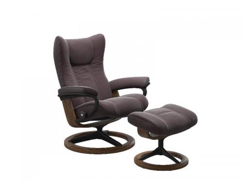 Stressless Wing (M) Signature Chair with Footstool 