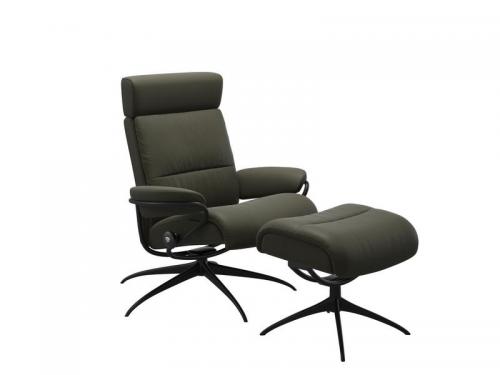 Stressless Tokyo Star Adjustable Headrest Chair with Ottoman 