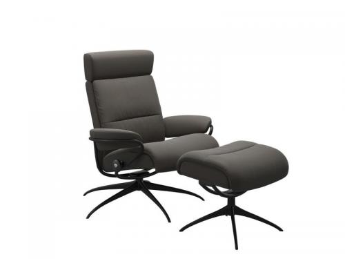 Stressless Tokyo Star Adjustable Headrest Chair with Ottoman 