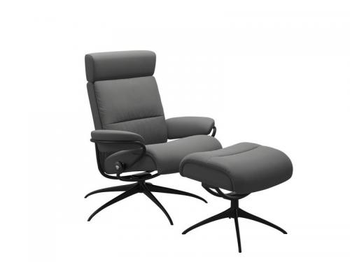 Stressless Tokyo Star Adjustable Headrest Chair with Ottoman 