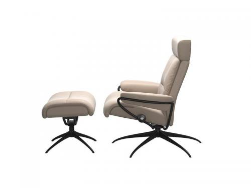 Stressless Tokyo Star Adjustable Headrest Chair with Ottoman 