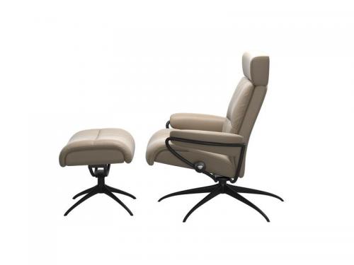 Stressless Tokyo Star Adjustable Headrest Chair with Ottoman 