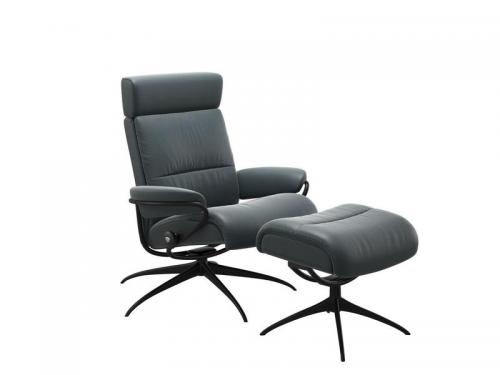 Stressless Tokyo Star Adjustable Headrest Chair with Ottoman 