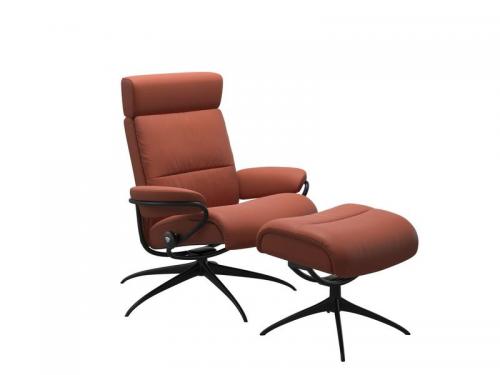 Stressless Tokyo Star Adjustable Headrest Chair with Ottoman 